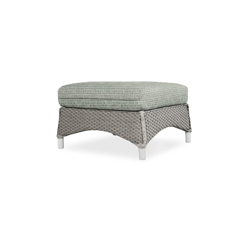 Mandalay Outdoor Ottoman, Sailcloth Salt, Pewter