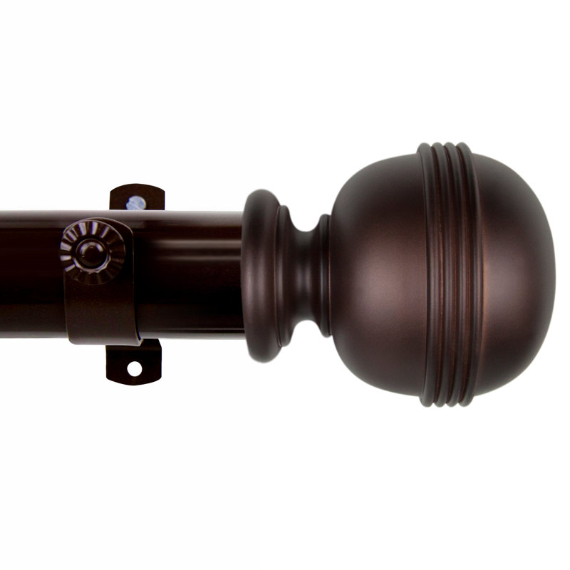 Shuster 1.5" Adjustable Single Curtain Rod, Cacao, l 66 po à 115 po