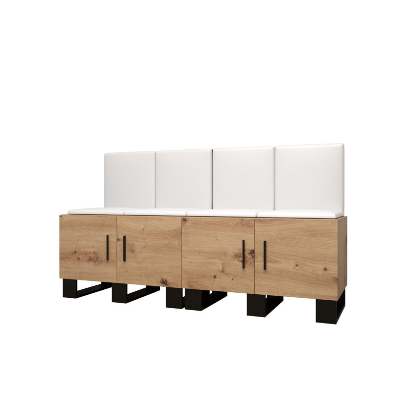 Aganlane Hallway Set with Storage Bench and Shoe Storage, Brown/White