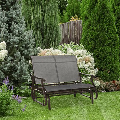 Outdoor Glider Bench, Patio Glider Loveseat Chair, 2 Seats Porch Rocking Glider