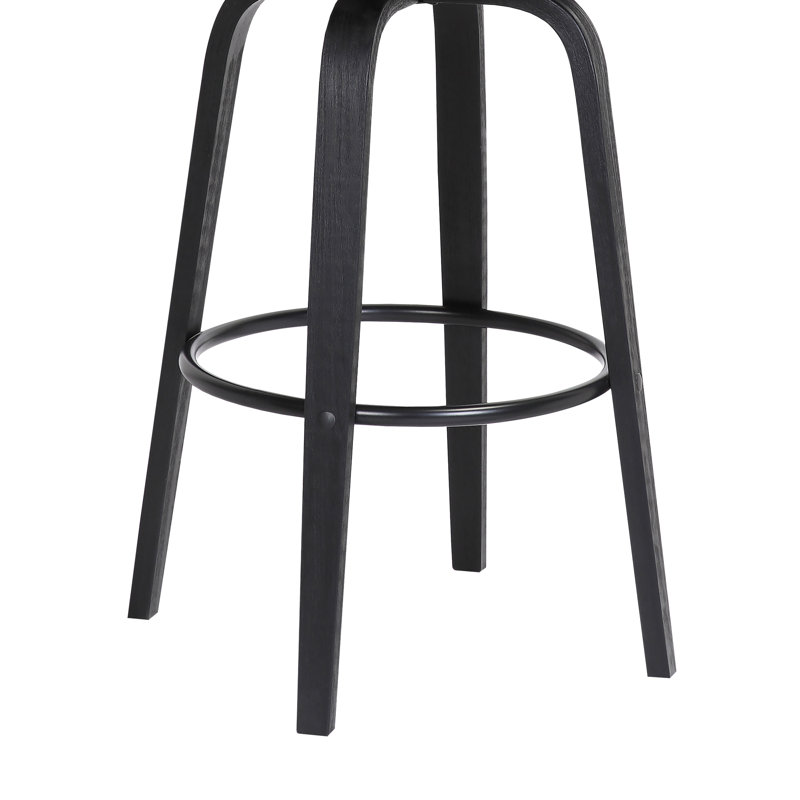Boeschen Swivel Counter or Bar Height Upholstered Bar Stool with Arms and Footrest in Wood, Bar Stool (30” Seat Height)