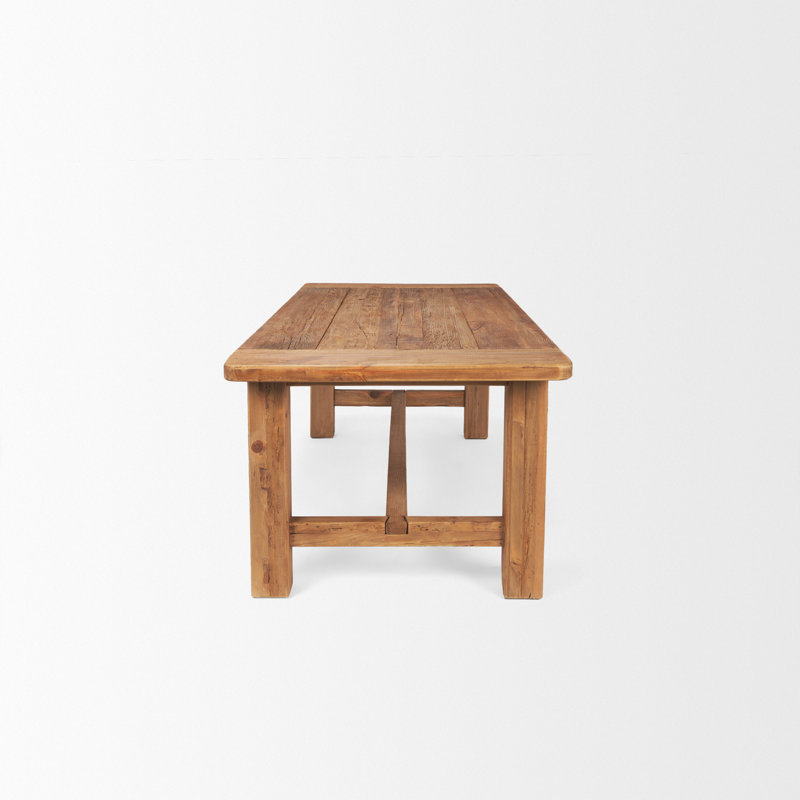 Nonnie Rectangular Natural Brown Wood Dining Table, 39" W x 94.5" L