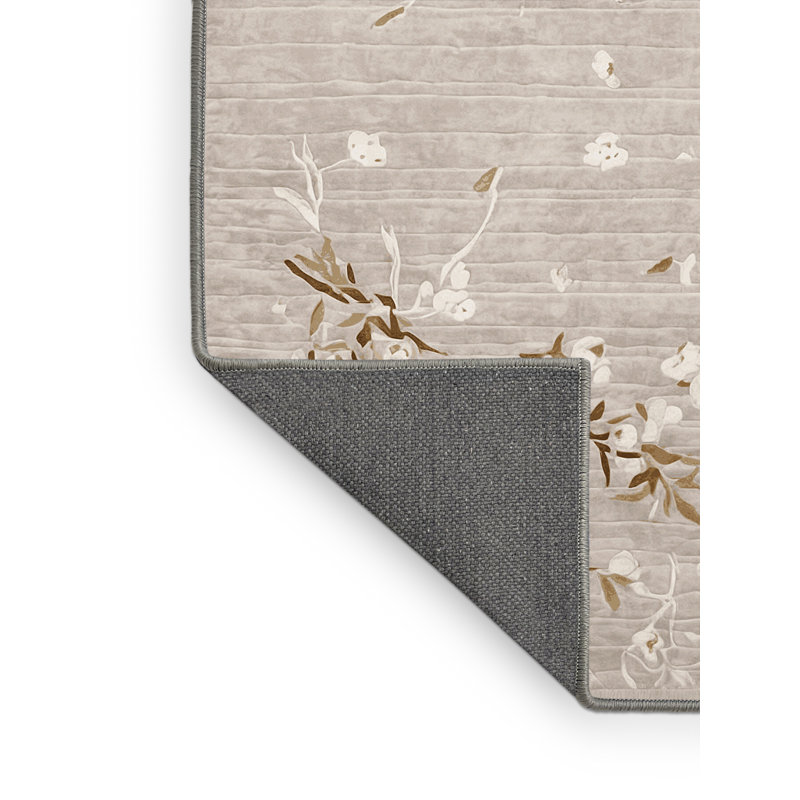 Tapis gris soyeux et moelleux, Rond 6 pi