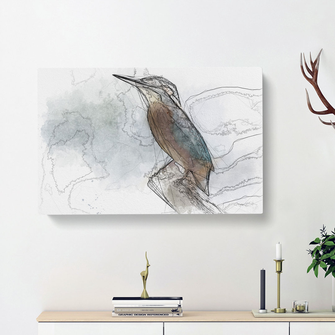Graceful Kingfisher Bird - Wrapped Canvas