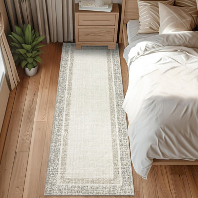 Tapis moderne lavable à la machine avec bordure en caoutchouc antidérapant à faible épaisseur pour salon, chambre à coucher, cuisine, salle à manger