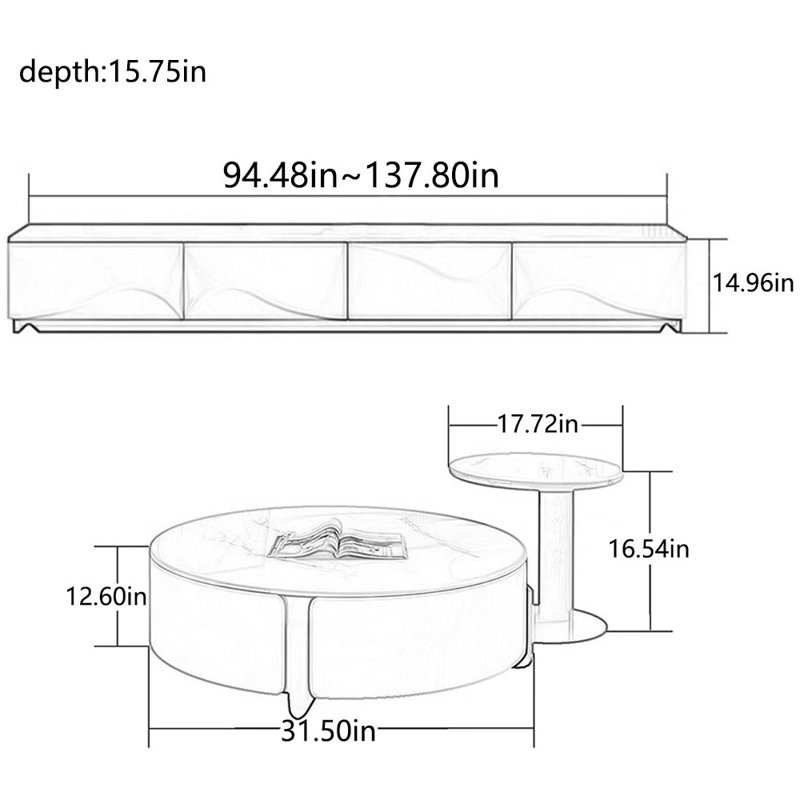 Combinaison meuble télé et table basse Rock