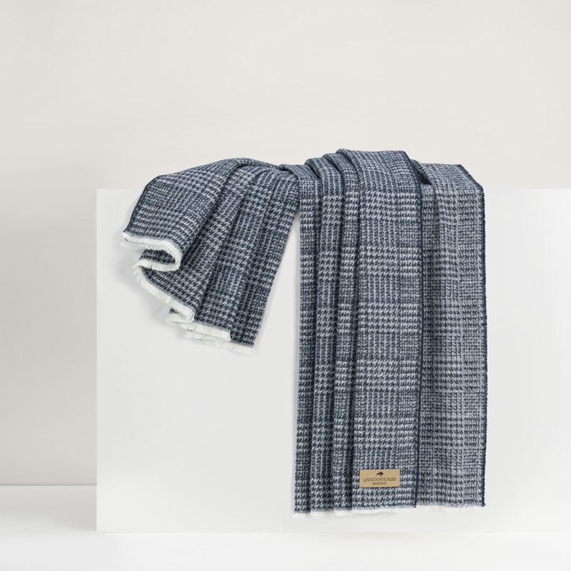 Sutton Plaid Throw,  Navy Houndstooth