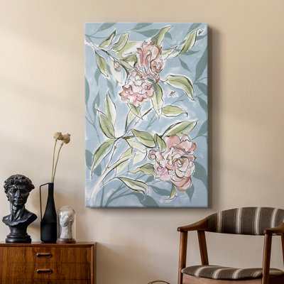 Faded Camellias I -Custom Wrapped Gallery Cavas