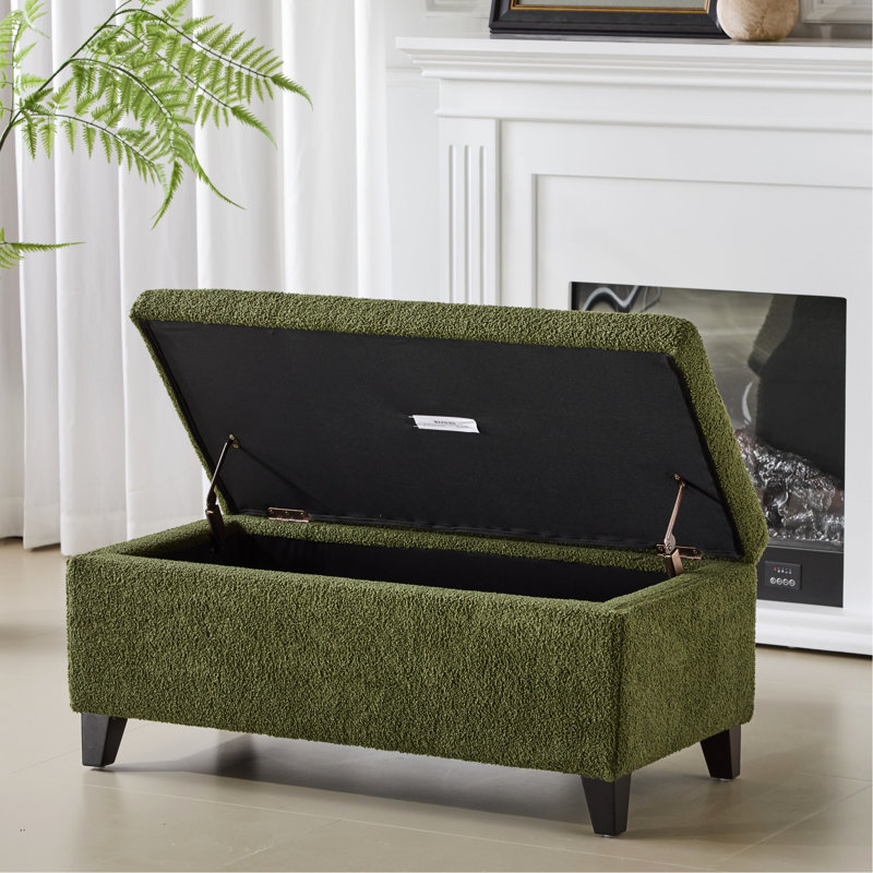 Rangement en boucle, conception à plateau rabattable, bois de bouleau, couvercle compact pour décor de vestibule, revêtement en tissu bouclé, pieds en bois, idéal