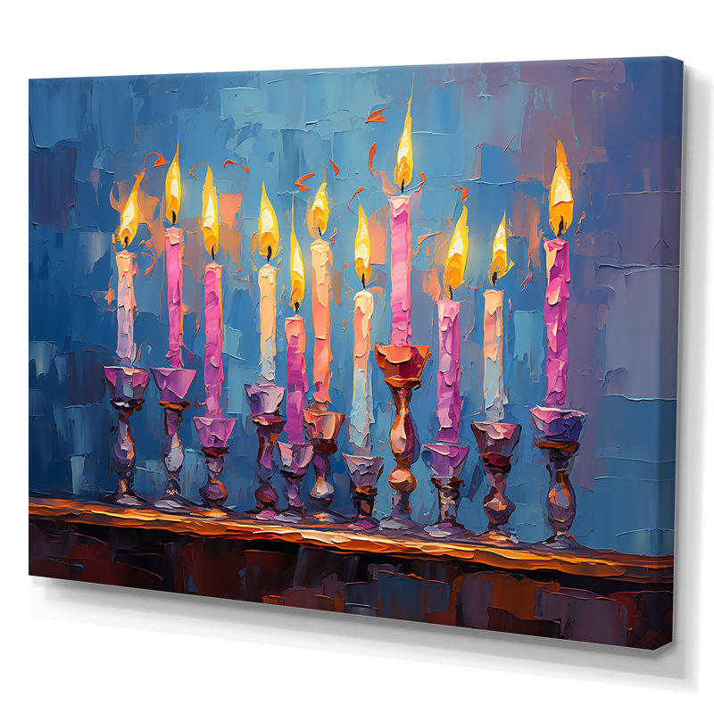 Judaïsme Hanoukka Hue - Judaïsme, reproduction d'art sur toile, H 34 po x l 44 po x P 1,5 po, Toile tendue