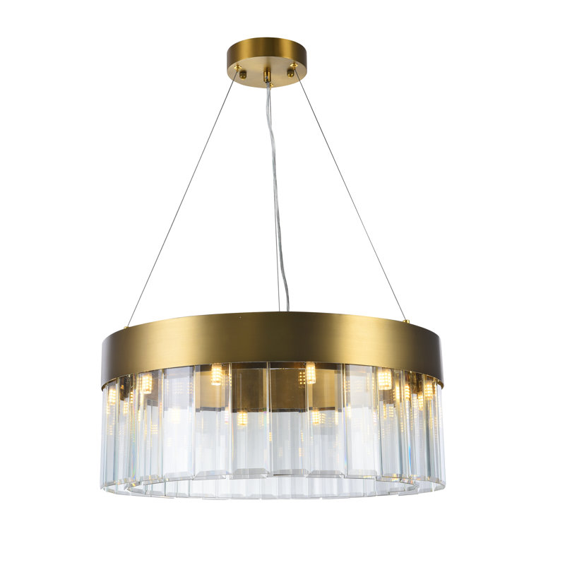 Lustre tambour en cristal 9 lumières Transitional, Or