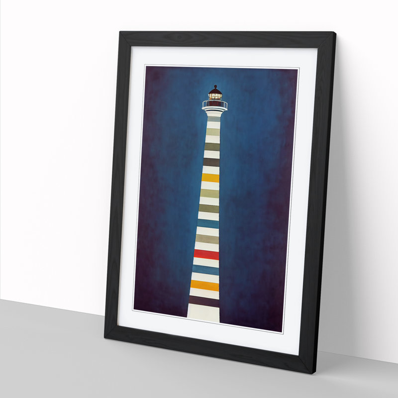 Lighthouse Striped Abstract - Picture Frame Print, 46cm H x 34cm W x 2cm D, Walnut