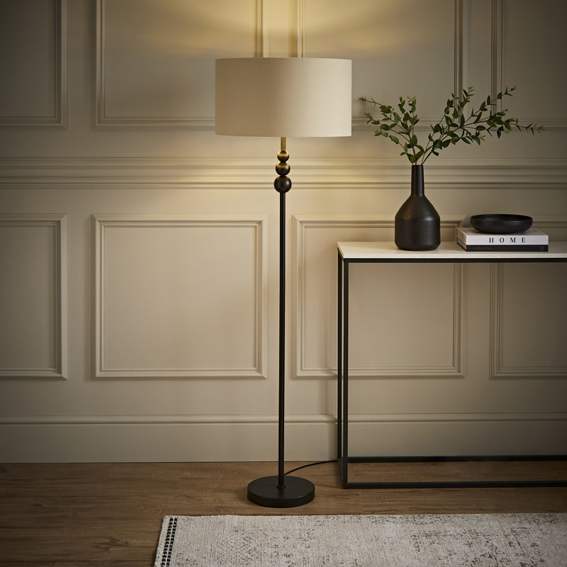 Randalia 145cm Traditional Floor Lamp, Black , Beige