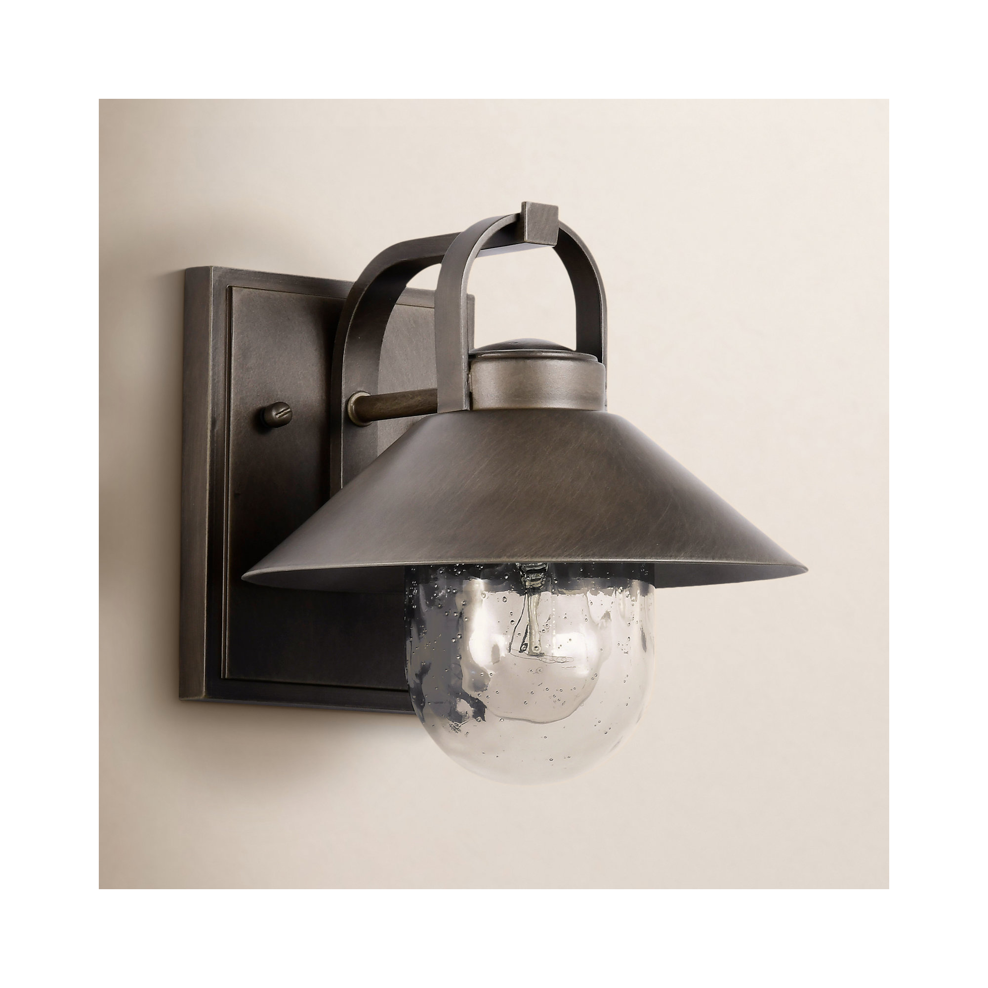 Ridge - Medium Outdoor Lantern - Bronze Finish - Clear Seeded Glass, Bronze, 8.13'' H x 8'' W x 9'' D, Bronze