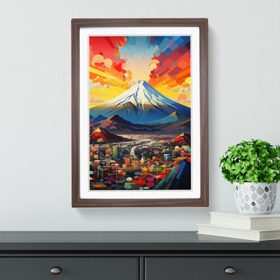 Mount Fuji Constructivism - Single Picture Frame Print on Wood
