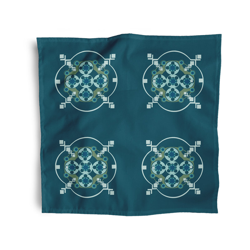 Clee Polyester Geometric Square Napkin, Teal