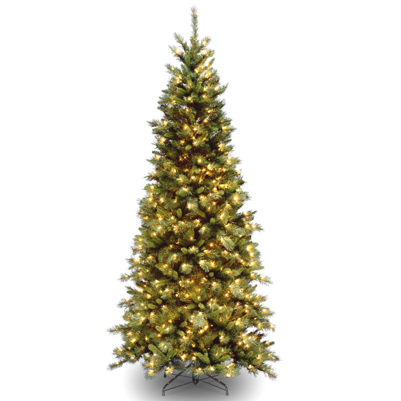 Tiffany Slim 10' Green Fir Artificial Christmas Tree with 800 Clear Lights with Stand, 7.5'