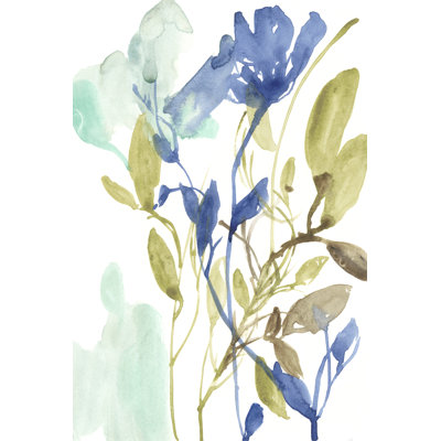 «Cobalt & Olive Bouquet II» par Jennifer Goldberger, reproduction d'art sur toile tendue