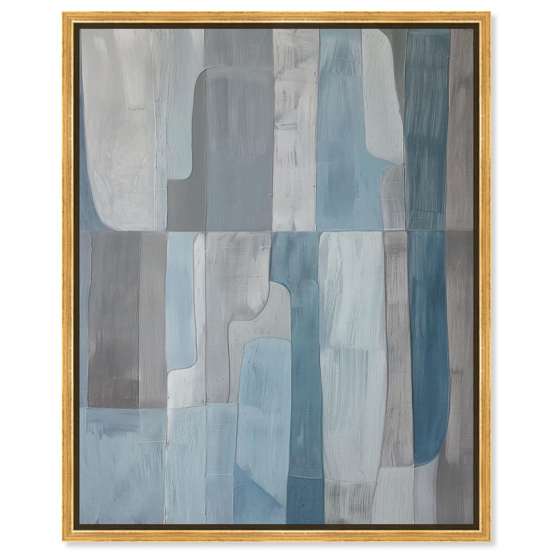 Tessellated Tones II, toile abstraite contemporaine par Art Remedy, H 31 po x l 25 po, Cadre doré