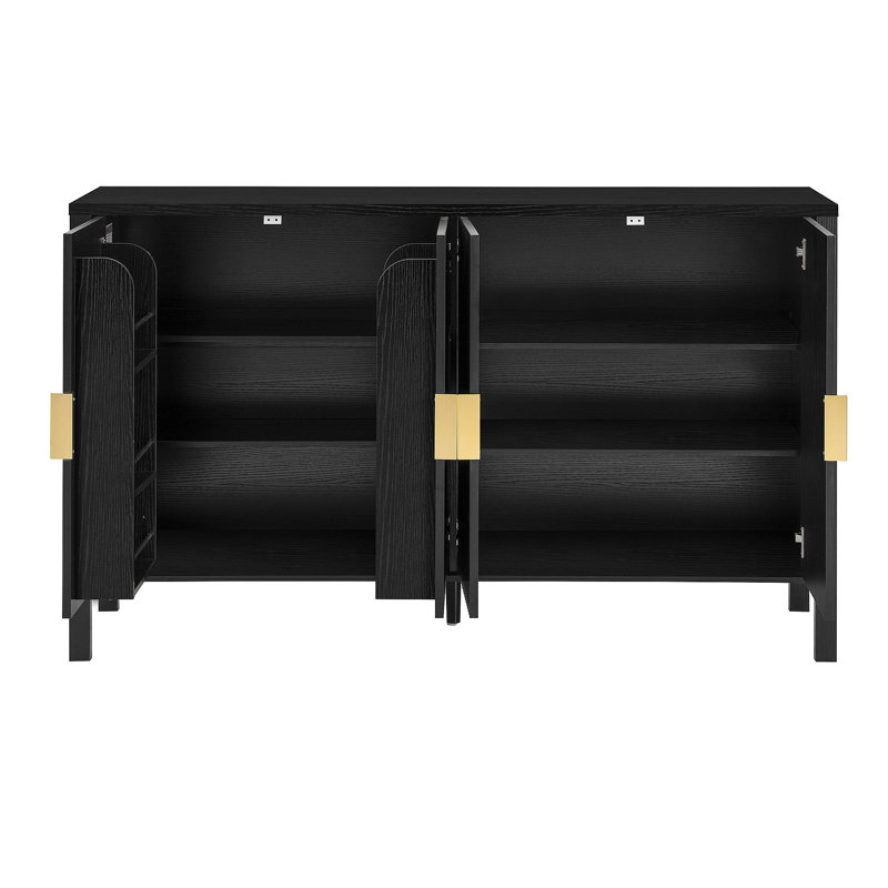 Armoire de rangement 57,5 po Modern Modern Stripe, Noir