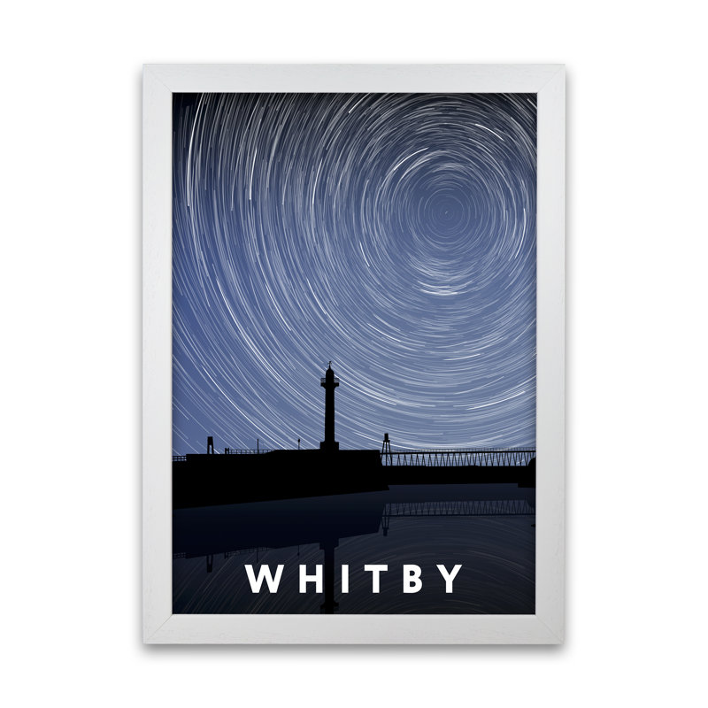 Whitby At Night Timelapse by Richard O'Neill - Print, 29.7cm H x 21cm W x 3cm D, White Framed