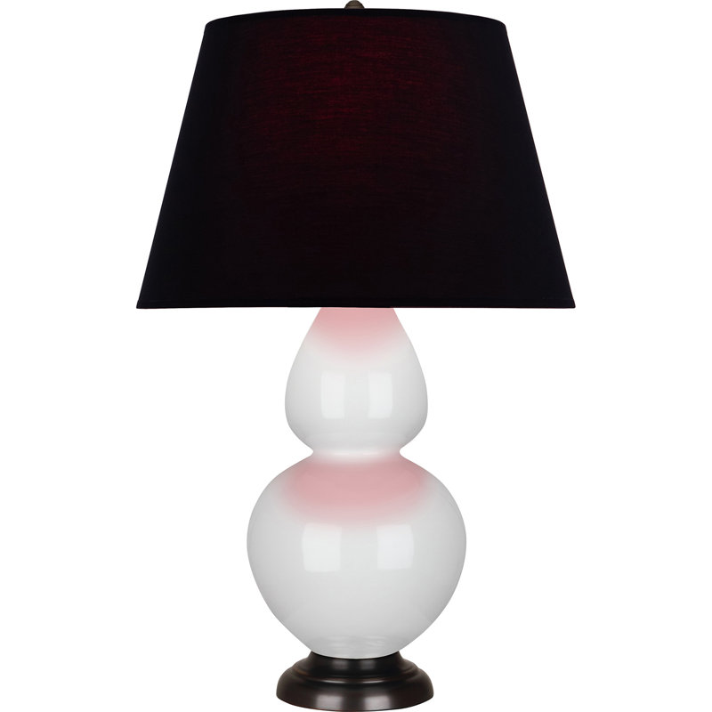 Lampe de table double gourde en céramique, Noir / Rouge, Lis glacé / bronze, Bronze