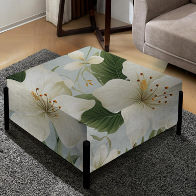 Minimaliste à motif floral tropical - grand repose-pieds carré tropical