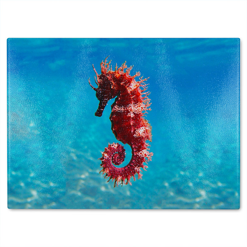 Mediterranean Seahorse Designer Glass Chopping Board