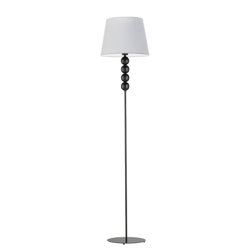 Sachso 174cm Traditional Floor Lamp, Ecru, Silver/Black