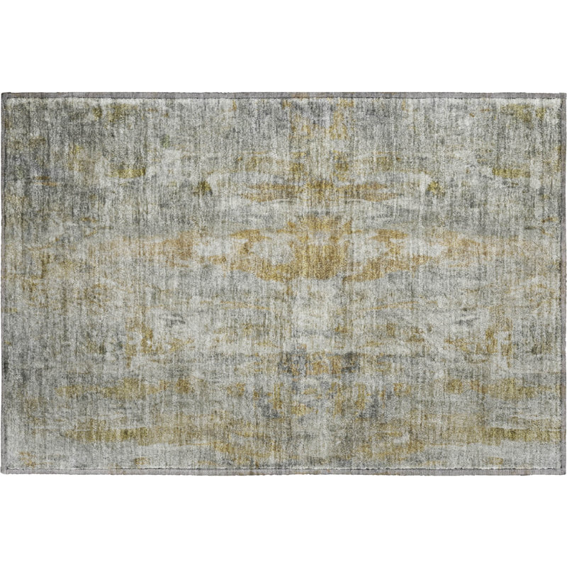 Premium Machine Washable Mayfield AMF2310 Abstract Rug, Pewter, 2'6" x 3'10"