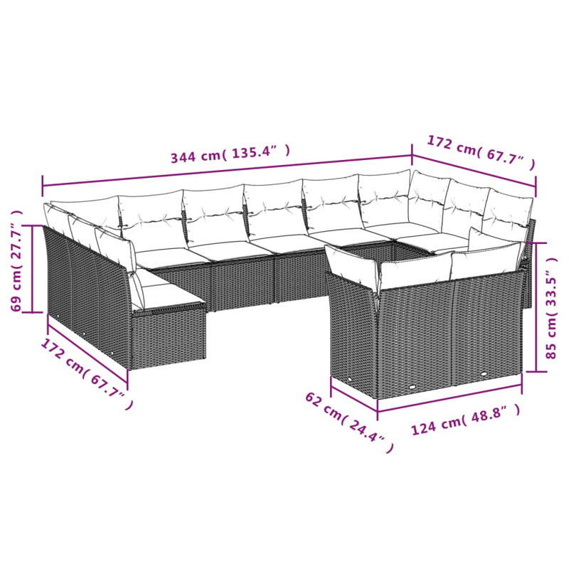 Ensemble de canapé de jardin Vidaxl