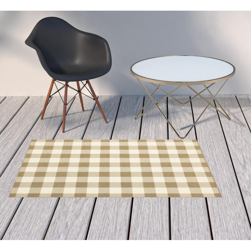 2' X 4' Gray And Ivory Geometric Stain Resistant Indoor Outdoor Area Rug