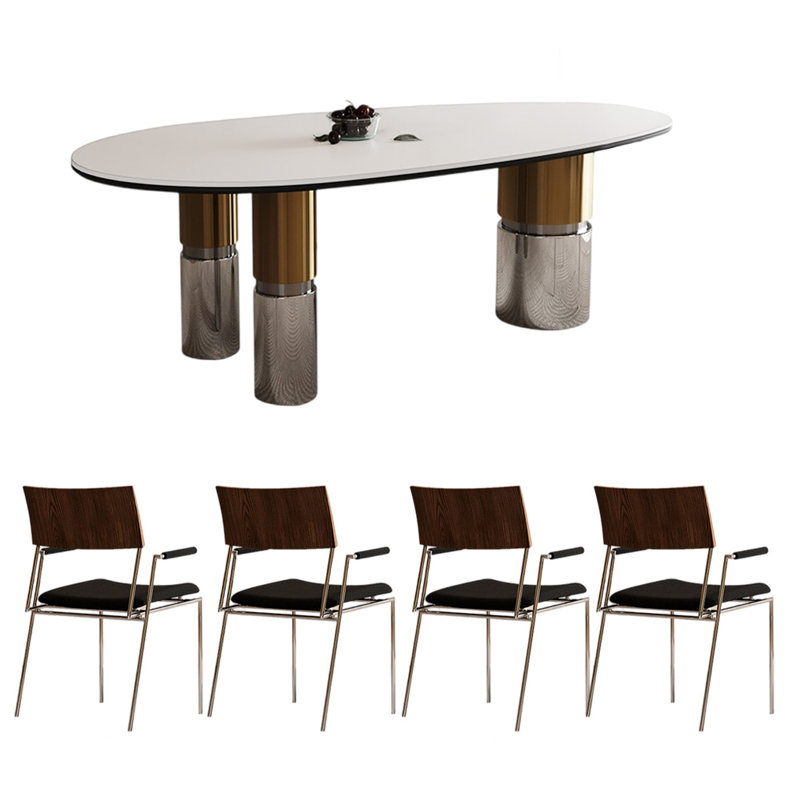 Light luxury modern high-end dining table sets, 29.5"H x 86.6"L x 43.3"W