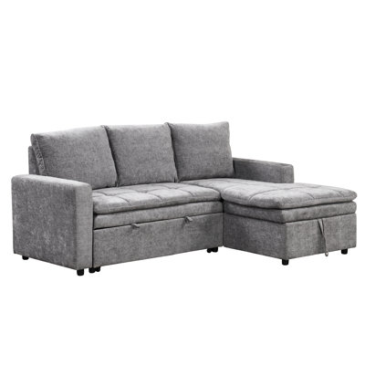 Soft With Built-In Storage Facility - Enhances Home Decor, Gray Convertible To Bed Spacious Area Versatile Choice,