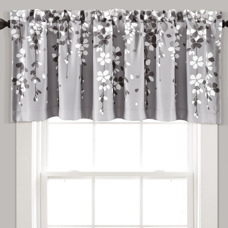 Floral Tailored Window Pelmet, Grey