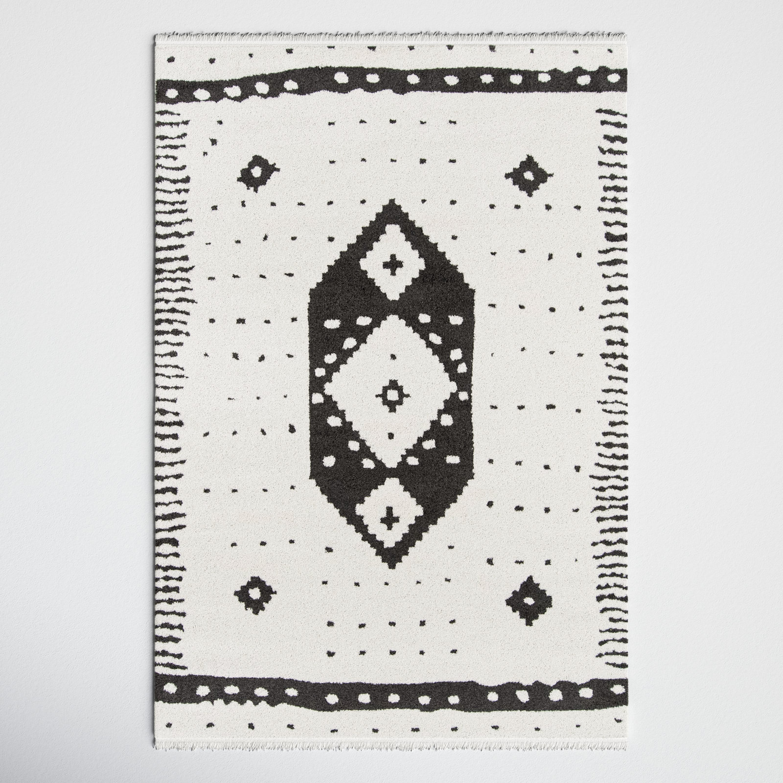 Metro Ivory Black Geometric Rug, Rectangle 2' x 3'