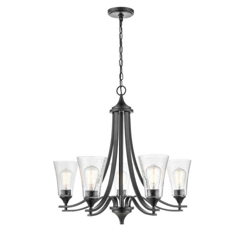 Lustre traditionnel à 5 lumières Natalie, Noir mat