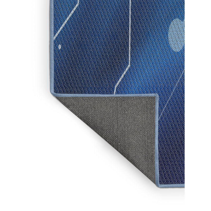 Tapis bleu/noir à motifs, Rectangle 2 pi x 4 pi