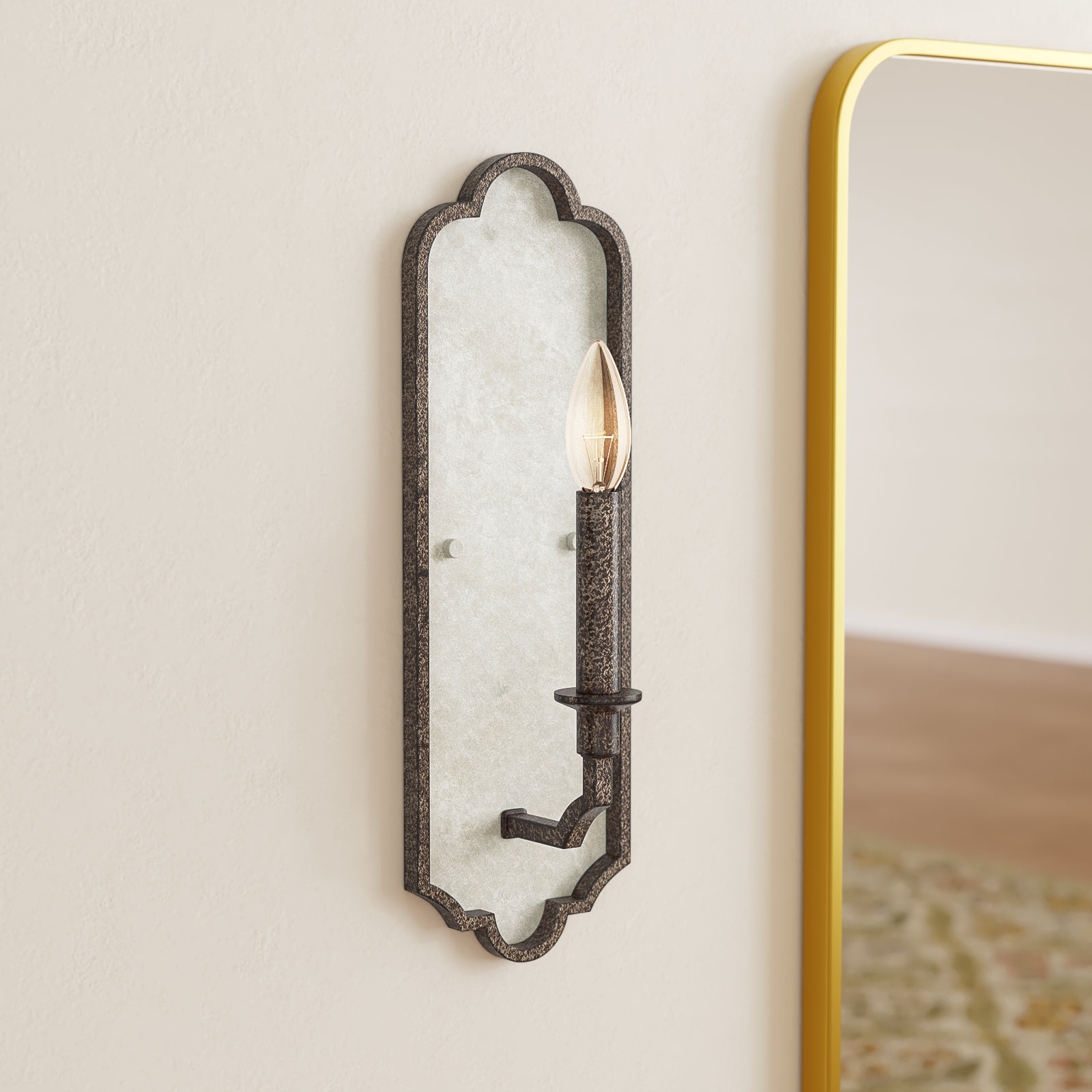 Single Light Wood Dimmable Candle Wall Light