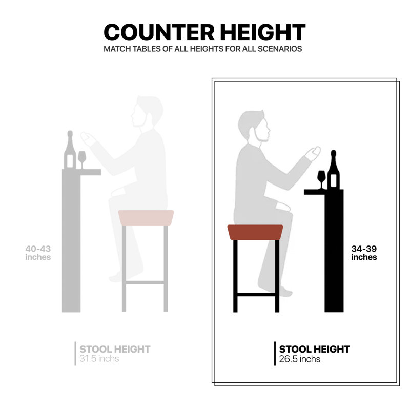 Backless Bar Stools Counter Stools With Footrest, Reddish Brown, Counter Stool (26.5” Seat Height)