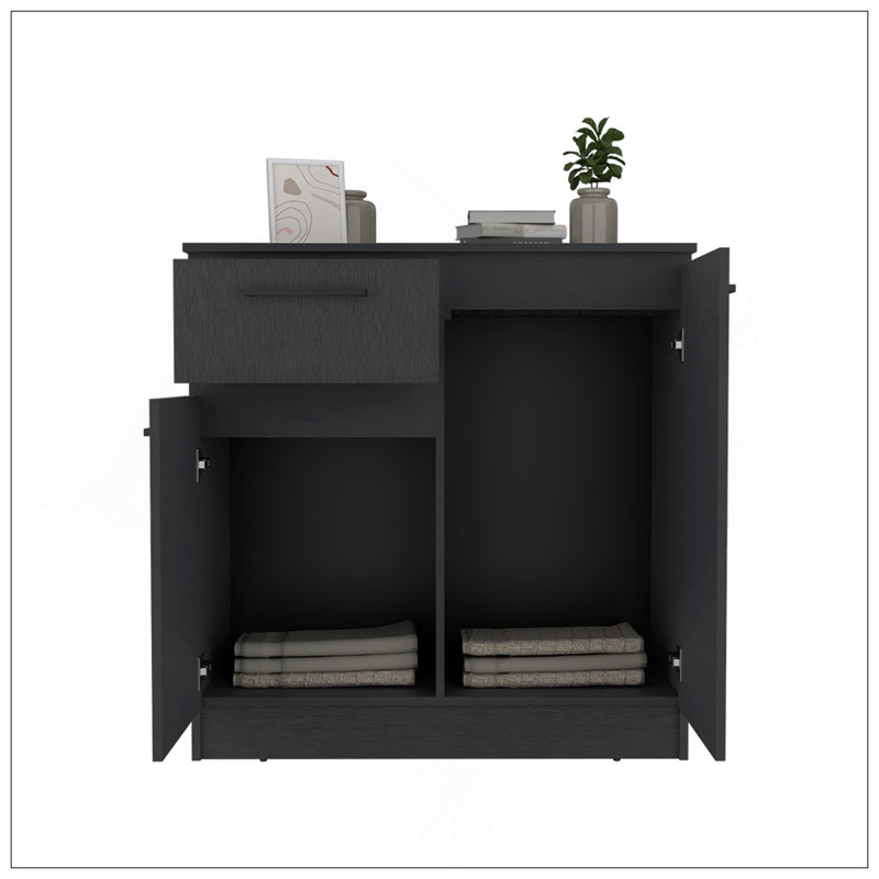 Commode Carlin, chambre à coucher, noir, Noir