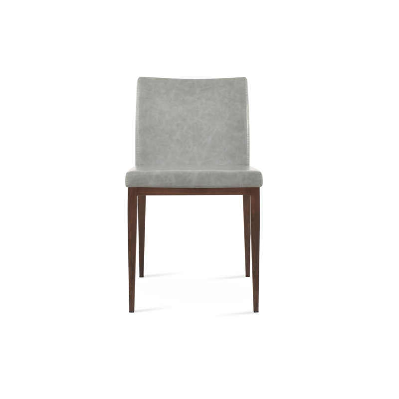Chaise d'appoint Aria, Noyer, Similicuir PPM gris clair