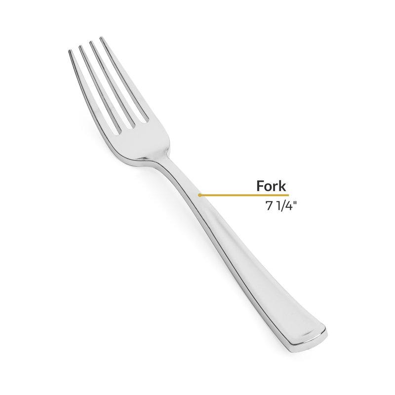 Perfect Settings Tableware 125 Pack Silver Plastic Disposable Fork Set- Polished Chrome Plastic Silverware Heavy Duty Elegant Designed Forks (Set of 125)