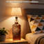 Lampe rechargeable pour bouteille sans fil avec télécommande - lumière DEL à changement de couleur RVB avec minuterie et gradateur pour bouteilles de vin, ensemble de 2 avec abat-jour en lin pour la décoration du bar de la maison