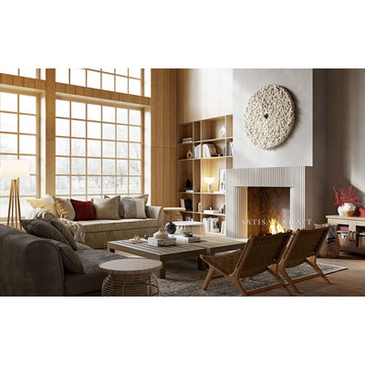 Reeded Cast Stone Mantel With Standard Hearth