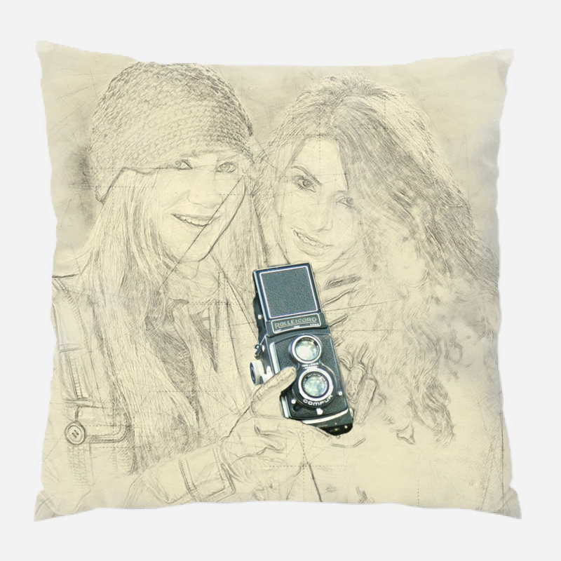 Housse de coussin d'extérieur carré Bohn Girl, Intérieur, Microsuède