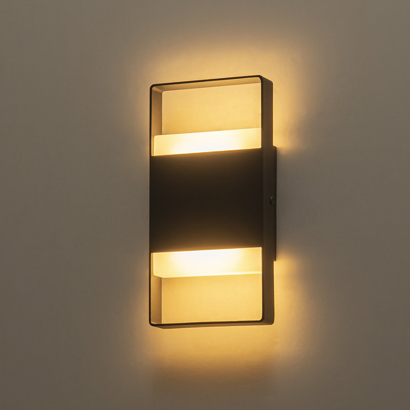 2 - Light IP54 LED Geometric Rectangle Black Outdoor Wall Light