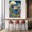Bearded Ocean Fantasy Colorful Vibrant Abstract Starfish Whale Ocean Landscape Wall Art Print by Stephen Wade - Wrapped Canvas Print-477194459