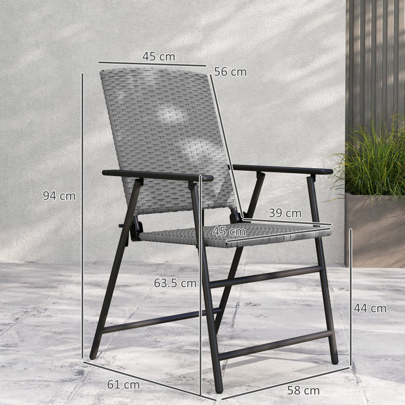 Folding Patio Dining Armchair with Cushion