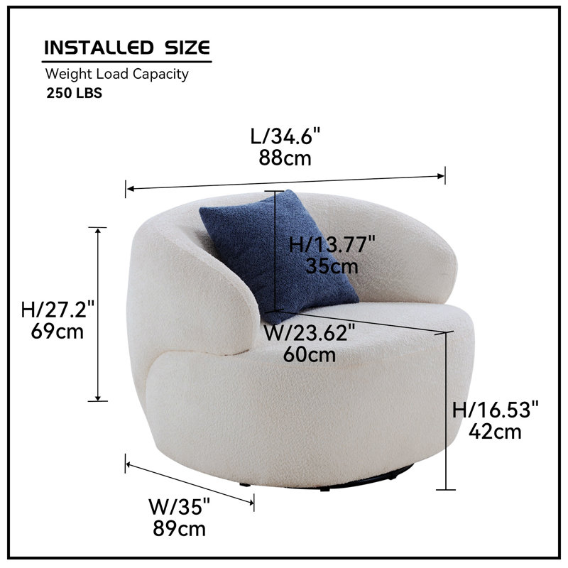 Pivot de 34,7 po de large Deahna, 100% lin beige